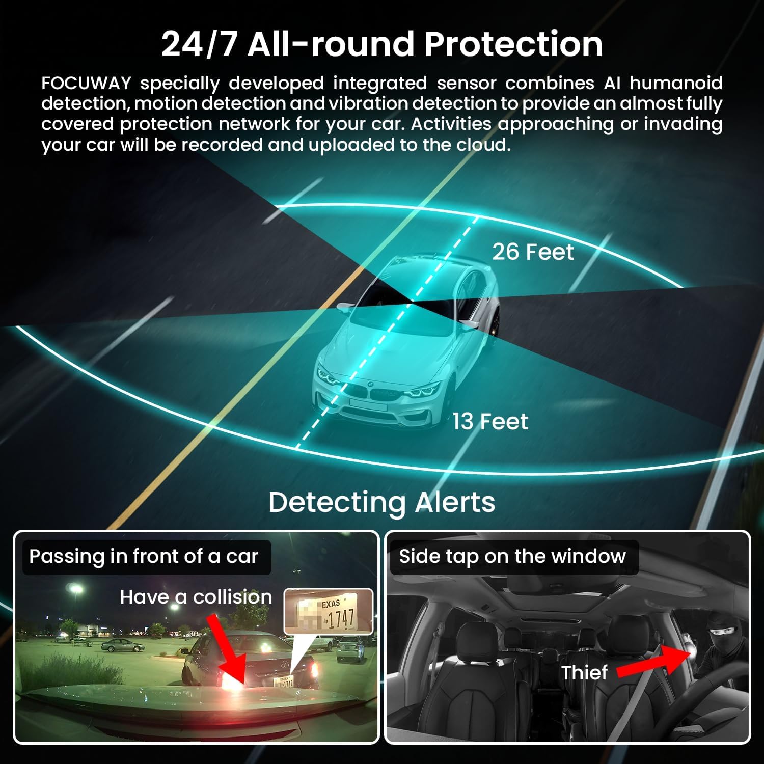 IIWEY Dash Cam LTE 4G Live FHD Autokamera Vorne und Innen, Echtzeit-Alarm & Live-Ansicht via App, Cloud-Speicher, 4 IR-LEDs Nachtsicht, Bildschirmlos, 24/7 Parkmodus Anti-Diebstahl, GPS, Inklusive OBD