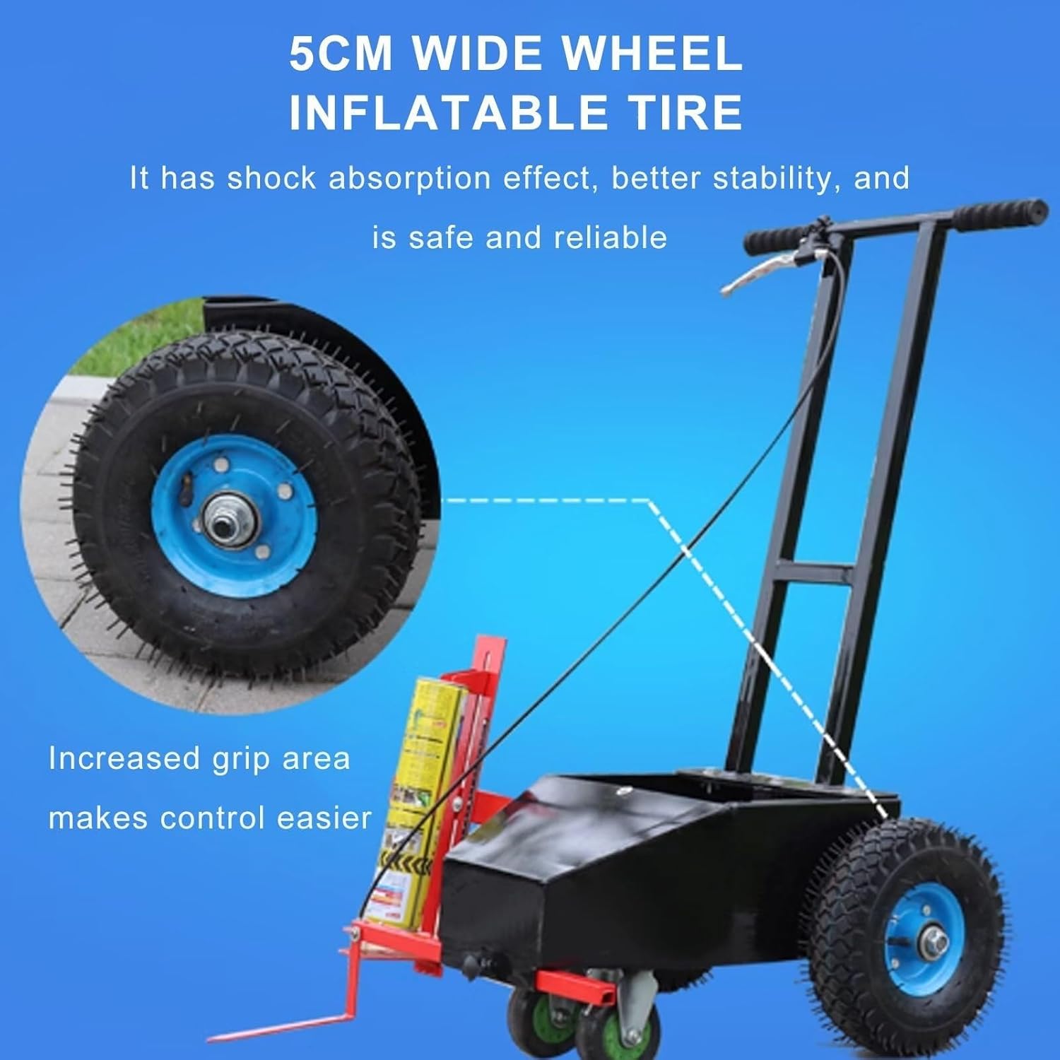 Sports Field Line Striping Machine, Lane Marking Applicator with 5cm Wide Pneumatic Tire, 1.57-7 Inch Adjustable Spraying Width, Suitable for Factories, Roads, Workshops