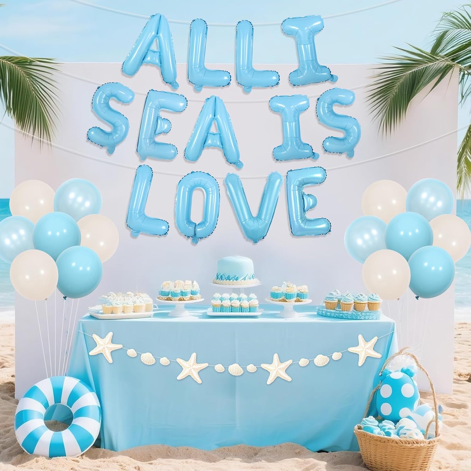 Sea Shell Bridal Shower Decorations All I Sea Is Love Balloon Banner Beach Shell Party Garland Beach Bachelorette Party Sash Coast Bridal Shower Fringe Mermaid Bachelorette Coastal Bach Decor