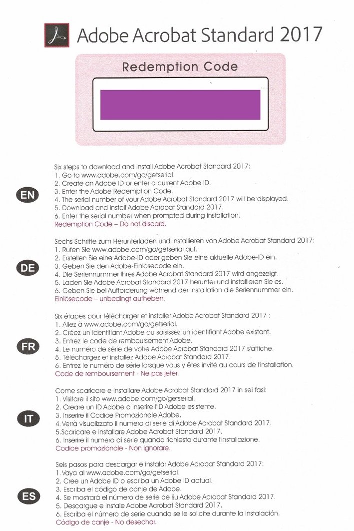 Adobe Acrobat Standard DC 2017 - Vollversion OEM PKC Win Deutsch