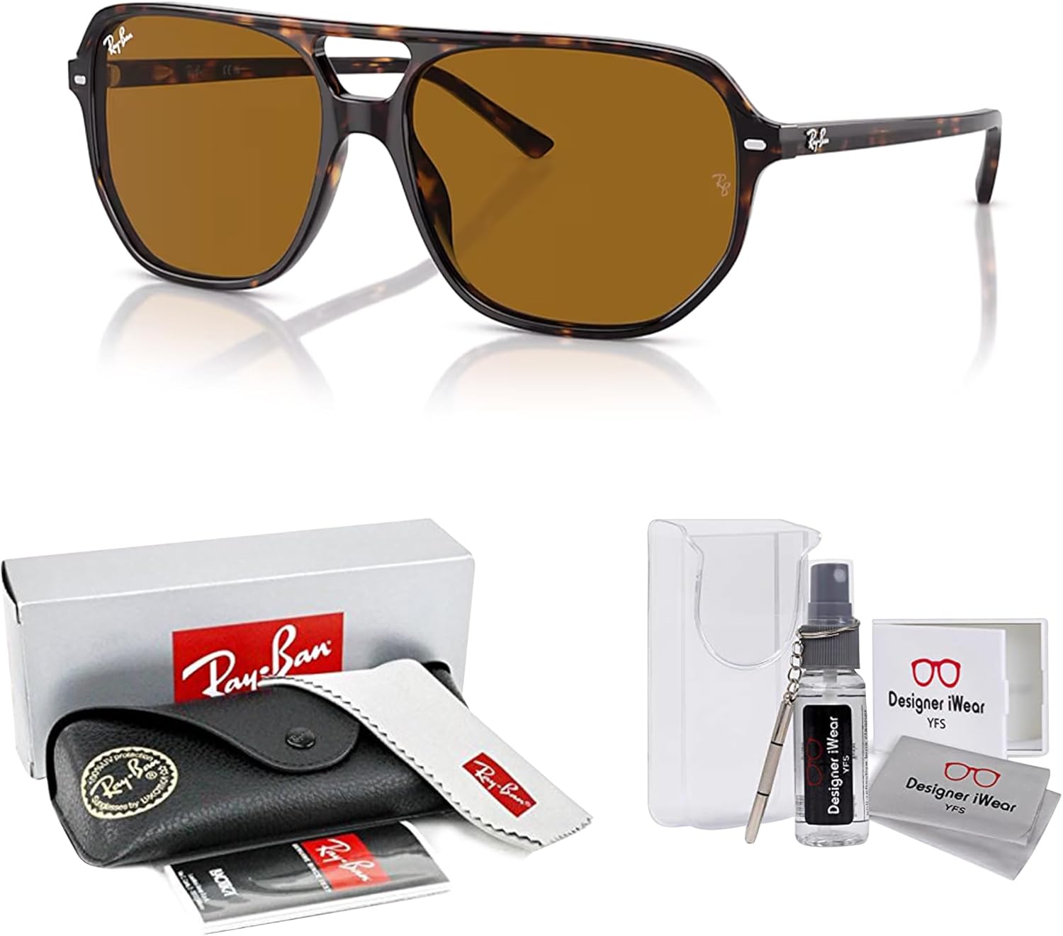 Ray-Ban Bill One RB2205 Square Sunglasses for Men for Women +BUNDLE with ACCESSORY EYEWEAR KIT - Image 2