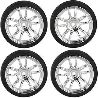 4PCS Black Toy Car Wheel Tires,48mm Simulation Rubber Tire Toy Model Spare Parts Easy Installation Small in Size,Remote and App Controlled Vehicles Parts Tires