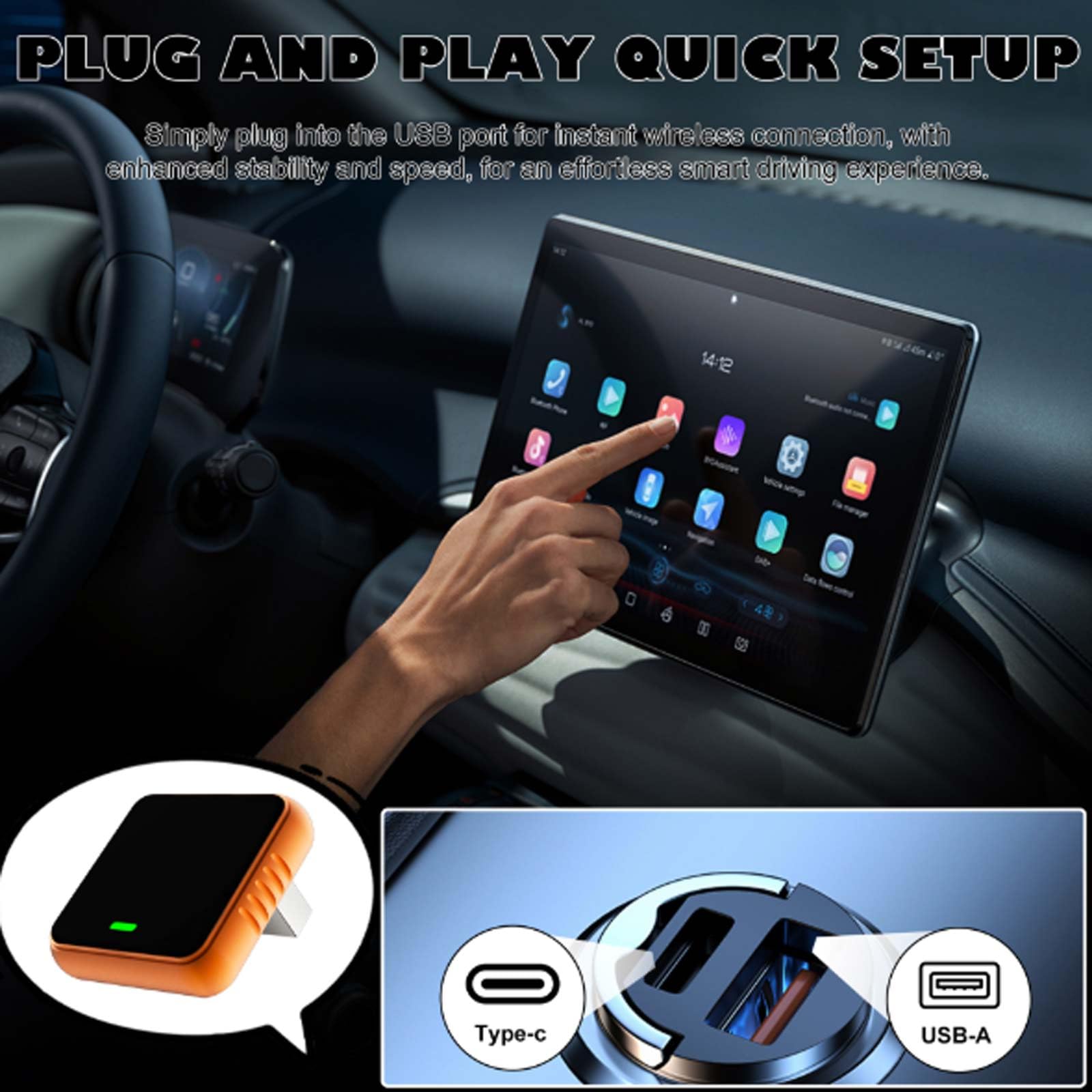 Carplay Adaptateur sans Fil pour Renault Duster 2017 2018 2019 2020 2021, Plug and Play Dongle Convertir Le Filaire en sans Fil 2 en 1 Convertisseur CarPlay