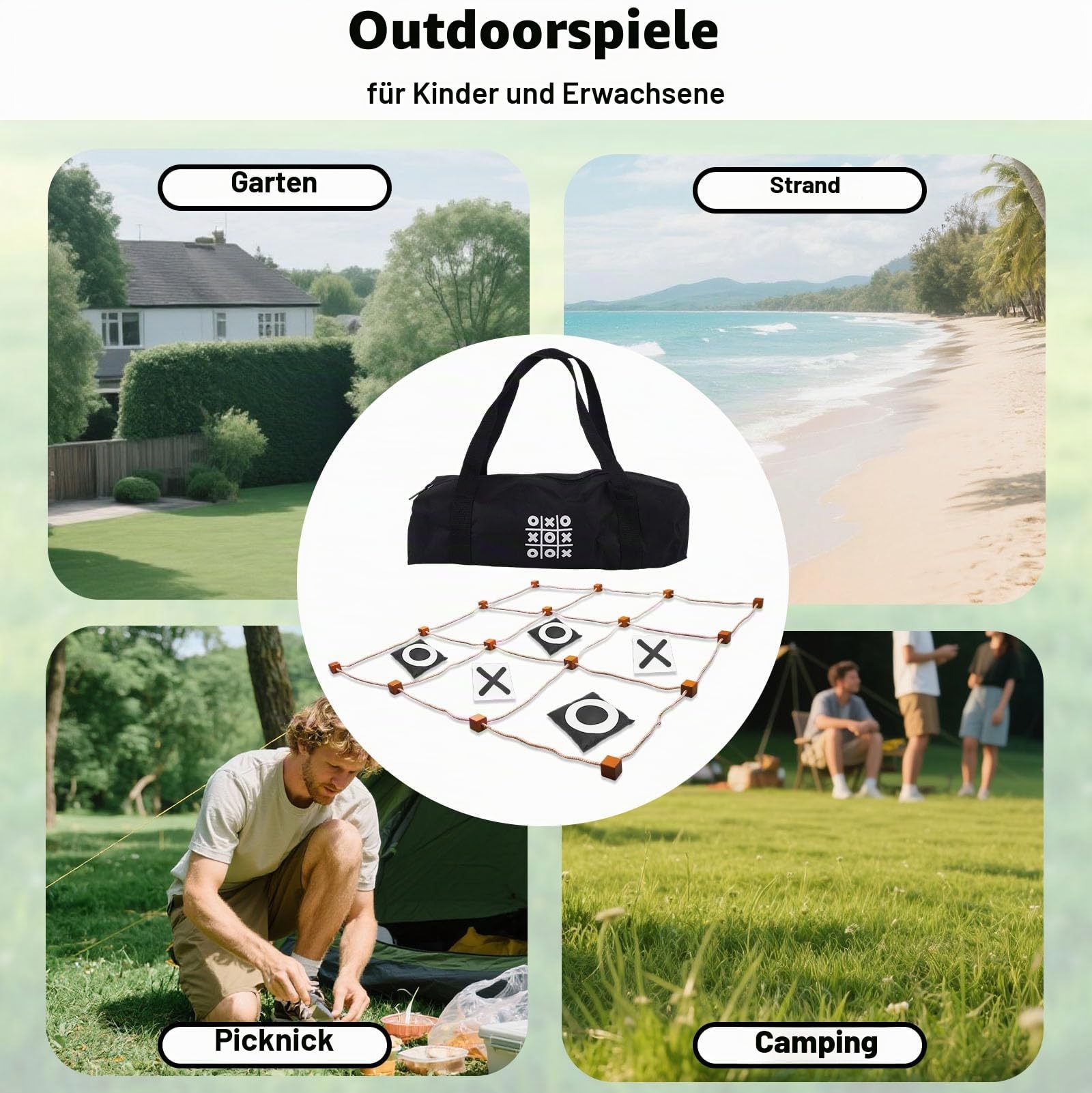 Riesiges Tic-Tac-Toe-Spiel für Draußen, 90x90cm Groß Sitzsack-Wurfspiel für Kinder Erwachsene Familien Campingpartys Sofort Einsatzbereit Spaß auf Rasen Garten und im Hinterhof