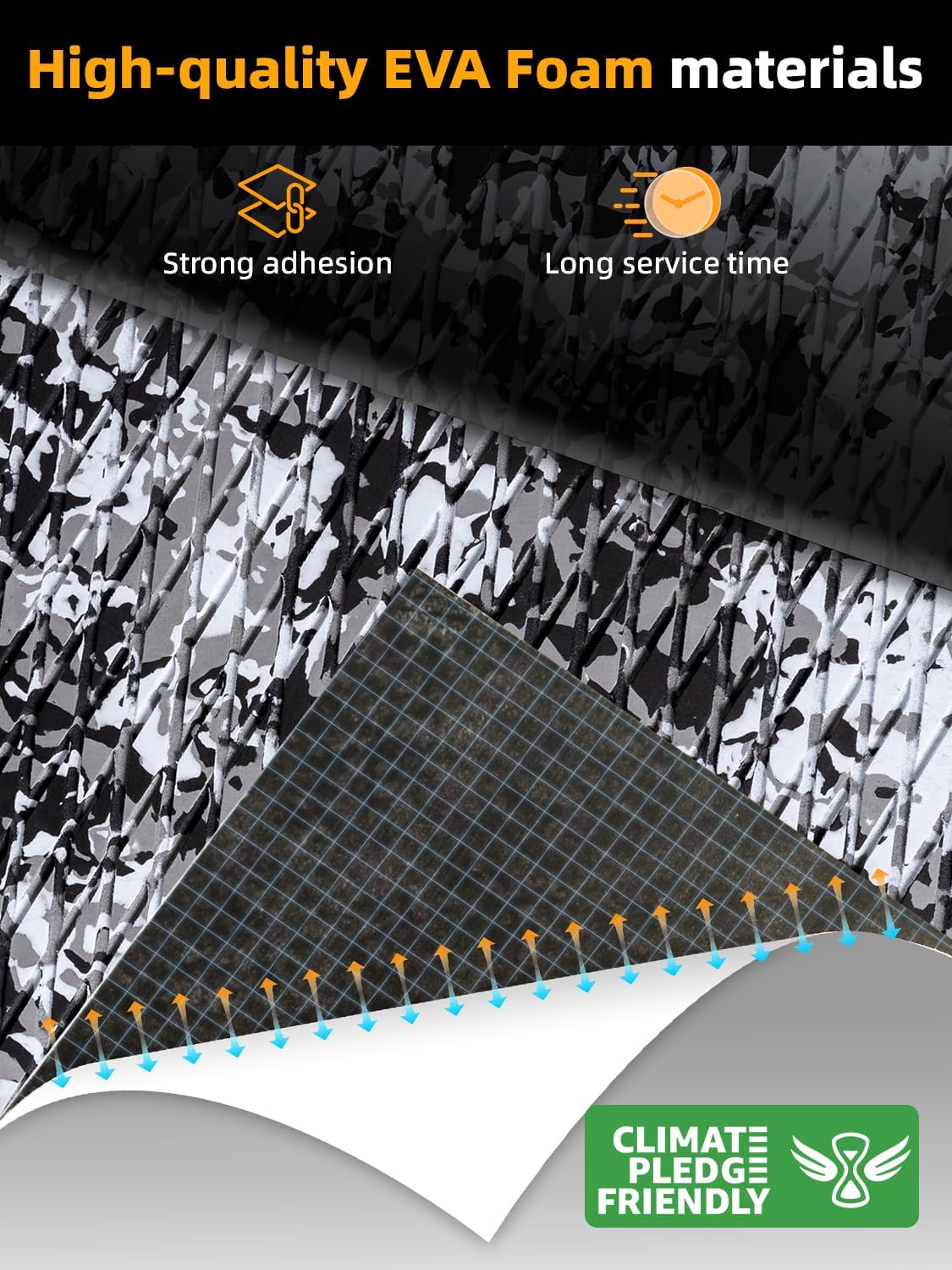 FOCEAN Boat Flooring EVA Foam Boat Decking Camo Marine Flooring Self-Adhesive Marine Mat for Motorboat RV Yacht Kayak 94.5" x 47.2"/23.6"/15.7"