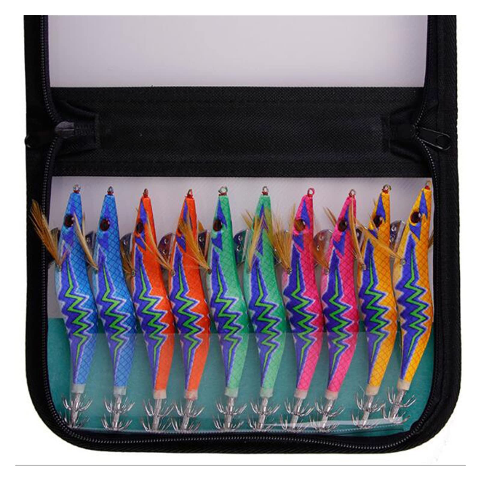 XILILHC 10 Pezzi/Borsa 3# 3.5# Squid jig Pesca gamberetti in Legno Esca Calamari seppie jig egi Bait Gamberi Luminosi in Legno Fluorescente