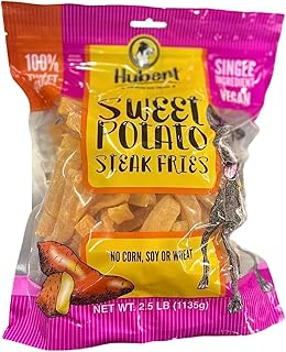 Hubert Pet Gourmet Vegan Sweet Potato Steak Fries, Single Ingredient Natural Dog Treats, 2.5 lb Super Value Bag