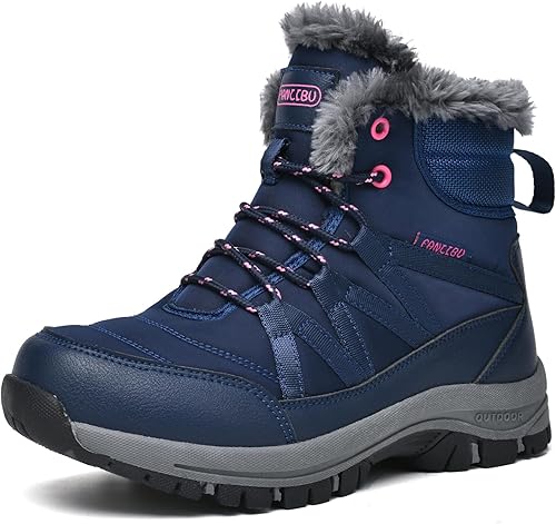 Moodeng Botas de invierno para mujer, botas de nieve cálidas, resistentes al agua, antideslizantes, ligeras, con cordones