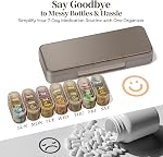 Betife AM PM Pill Organizer 7 Day, Weekly Pill Organizer 2 Times a Day, Daily Pill Box AM PM, Portable Travel Medicine Case, Day and Night Pill Container for Medication, Vitamin or Supplement(Brown)