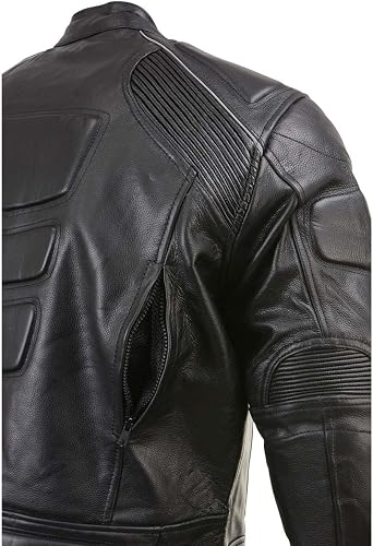 Milwaukee Leather LKM17007 Men's Premium Black Leather Motorcycle Bikers Rider Jacket w/CE Armor