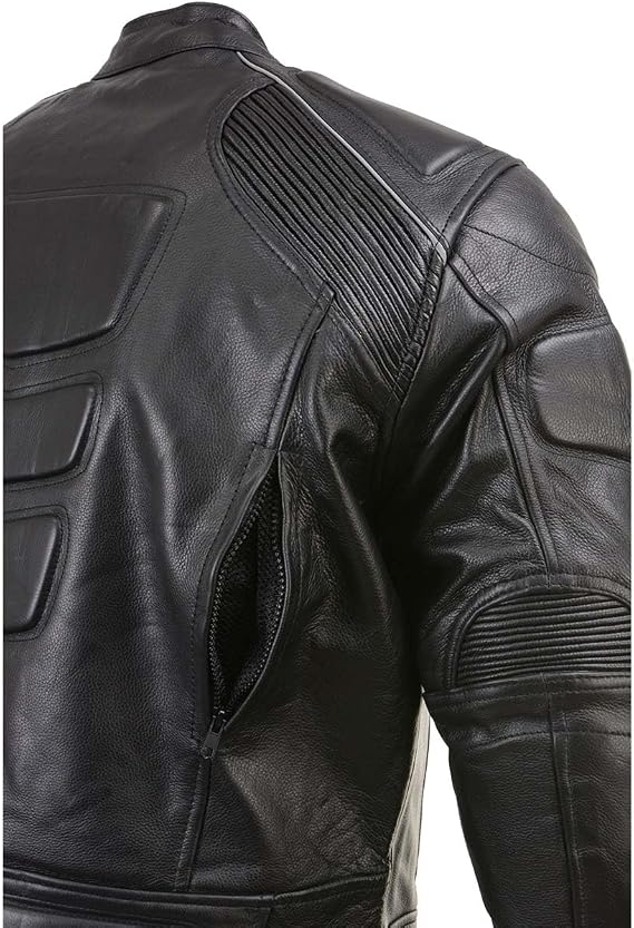 Milwaukee Leather LKM17007 Men's Premium Black Leather Motorcycle Bikers Rider Jacket w/CE Armor