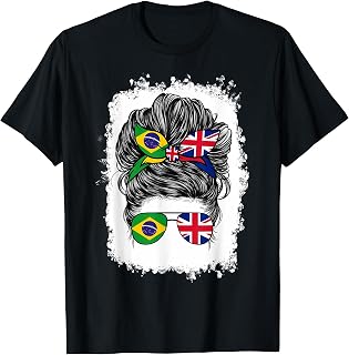 Half Britain and Brazilian British UK Brazil Flag Girl Women T-Shirt
