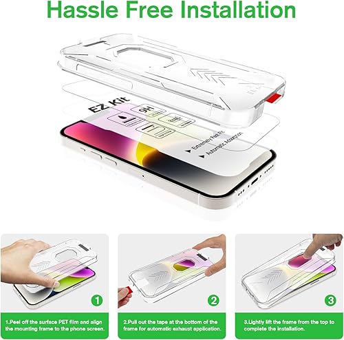 Miniatura 3 de Bioton Paquete de 2 + 2 protectores de pantalla de vidrio templado compatibles con iPhone 14 (6.1 pulgadas, 2022) con protector de lente de cámara