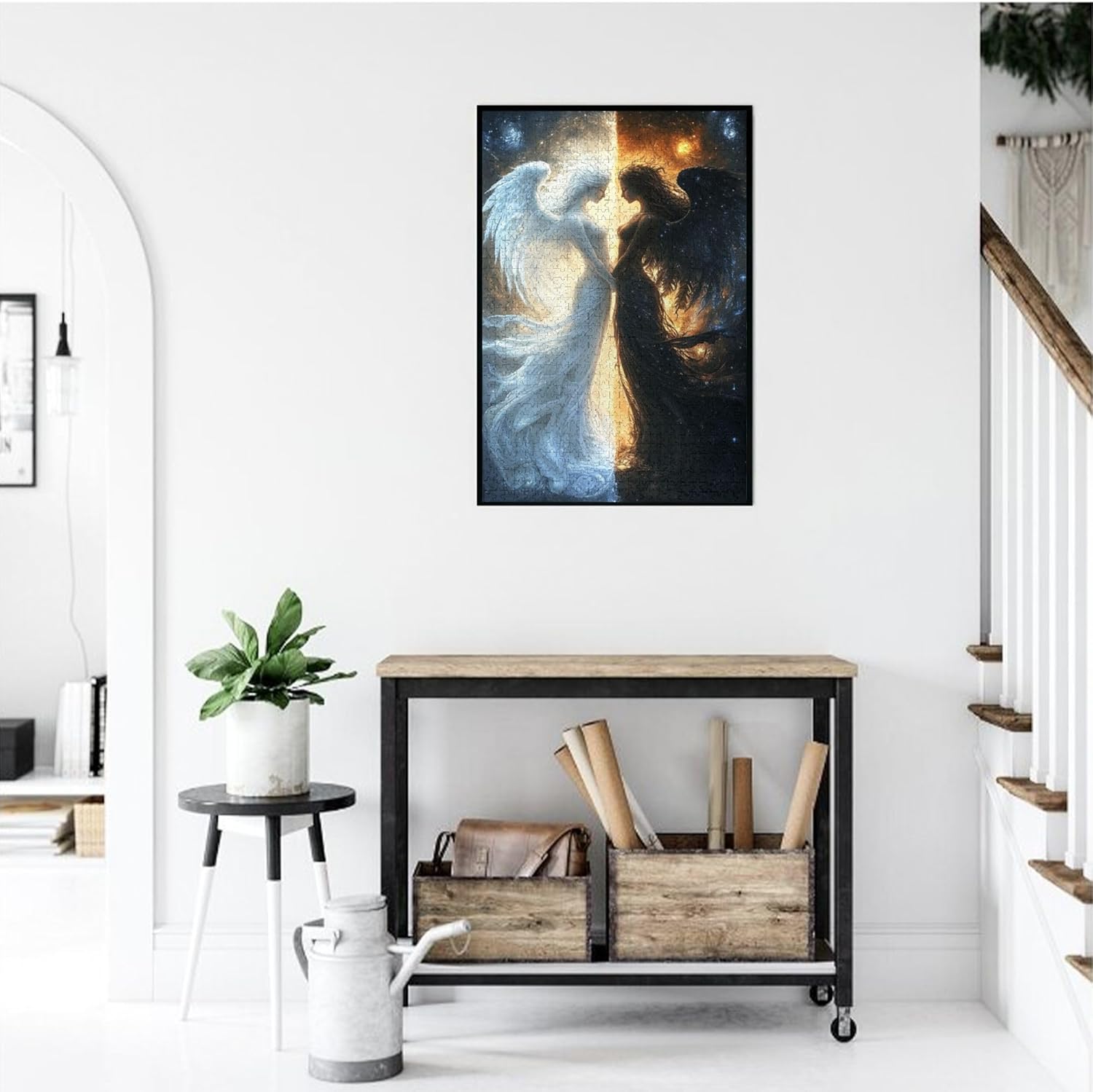 Vintage Puzzles for Adults 1000 Pieces, Angels and Demons Wooden Jigsaw Puzzles, Creative Works for Adults, 1000 Piece Jigsaw Puzzle Great for Relaxation and Display for Puzzle Enthusiast