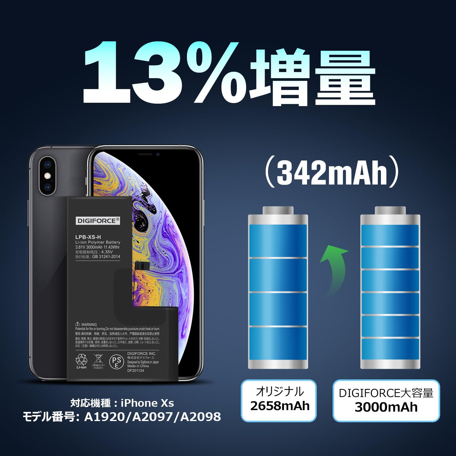 Amazon | DIGIFORCE for iPhone XS バッテリー 互換 交換 大容量