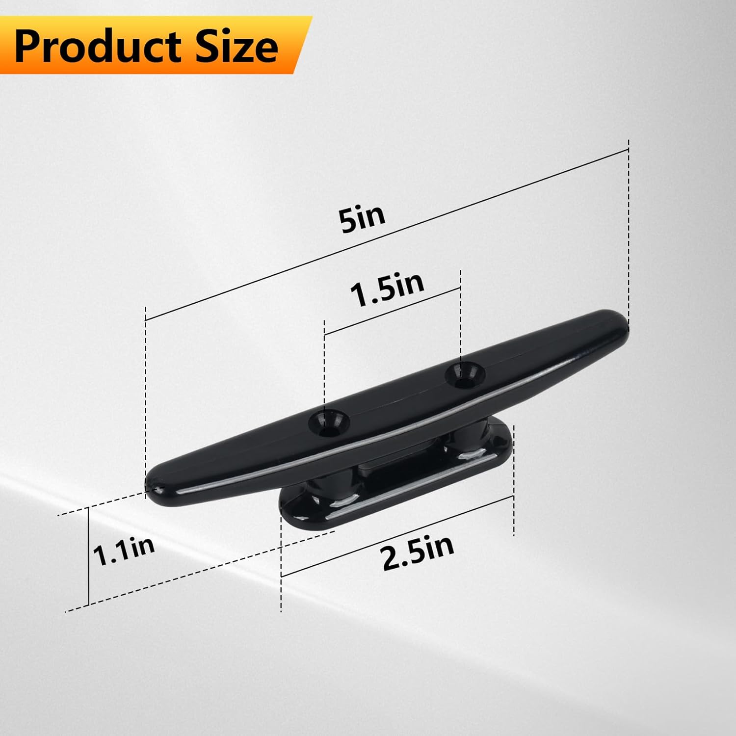 Nylon Boat Cleat, Dock Cleat 4 Inch 5 Inch 6 Inch 8 Inch Black, Boat Dock Cleats with Bolts Ideal for Marine, Deck, Nautical Decor (4 Pack & 6 Pack)