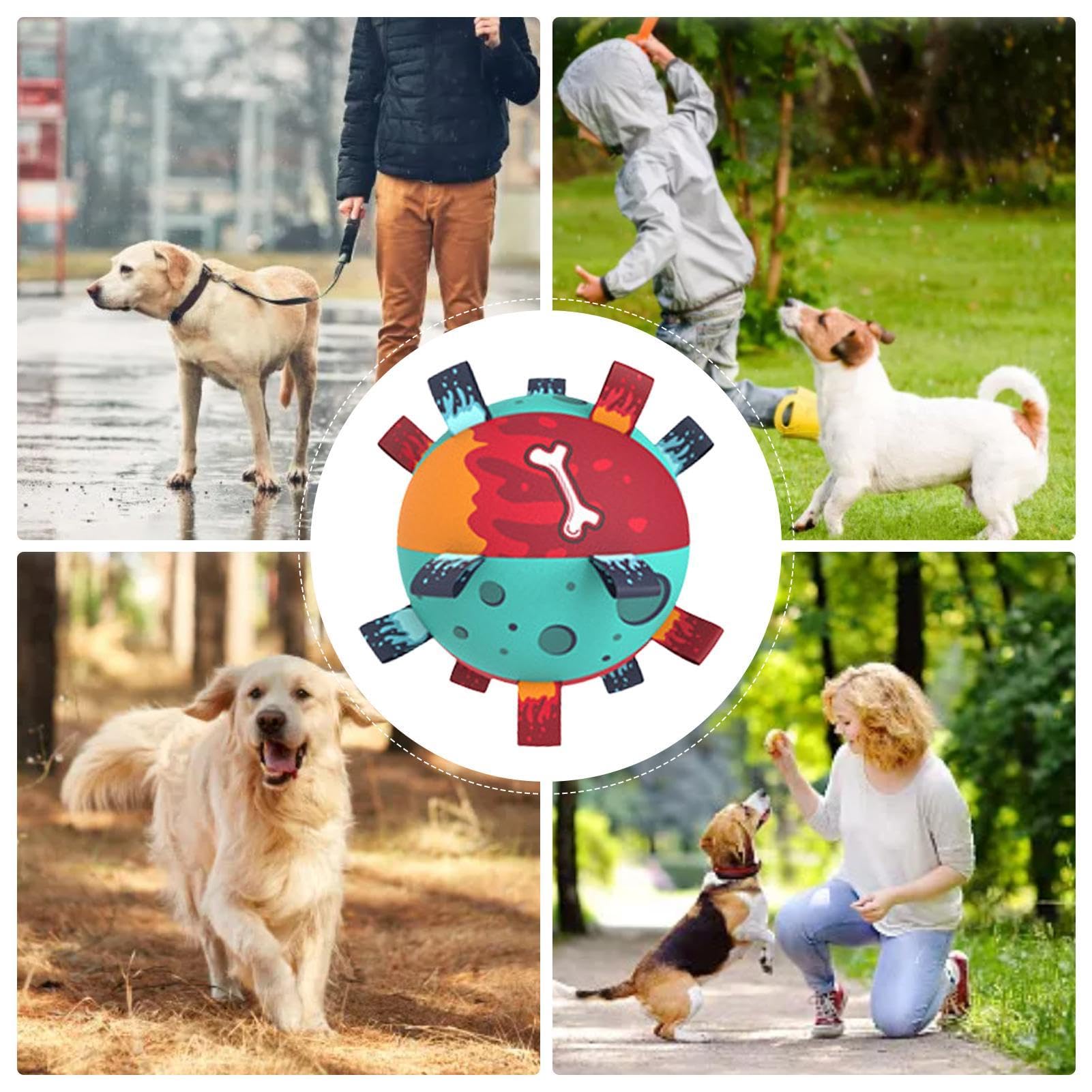 HETOO Onverwoestbaar Hondenspeelgoed Bal, Hondenvoetbal met Handgreep, Voetbal voor Honden, Water Speelgoed, Honden Verjaardagsgeschenken, Hondenballen met Pomp voor Welpen 12,7 cm