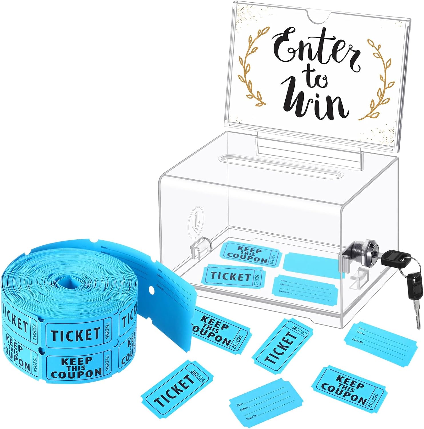 Amazon.com : Havawish Enter to Win Raffle Ticket Box with 500 Raffle ...