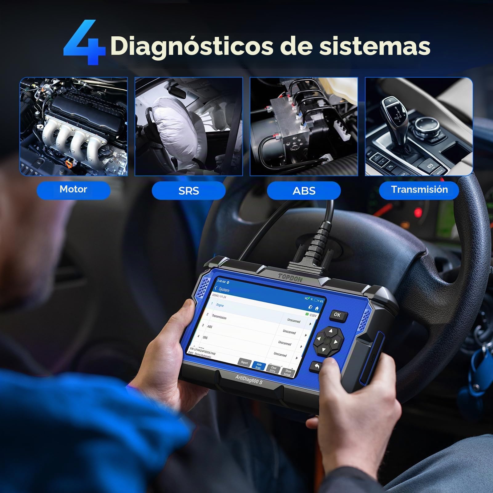 TOPDON OBD2 Scanner ArtiDiag600S, 8 Reset Service(Oil, BMS, ABS, SAS, EPB, DPF, TPMS, Throttle)&4 System Diagnostic Tool(AT/Eng/ABS/SRS), Full OBD2 Function Code Reader, Free Lifetime Upgrade