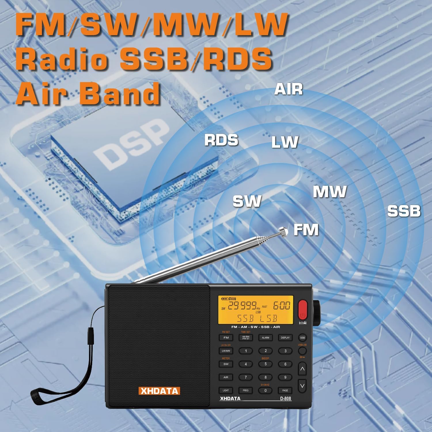XHDATA D808 Band Coverage