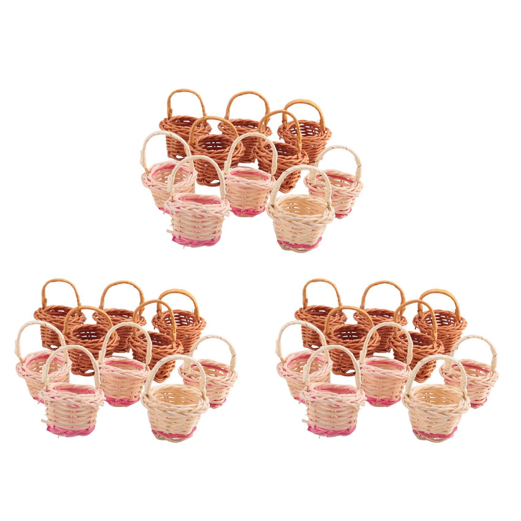 Hndhbfgrt 30Pcs Basket Mini Woven Baskets with Handles Plant Pots Containers Sundries Makeup Organizer for Tiny Baskets Photo Prop