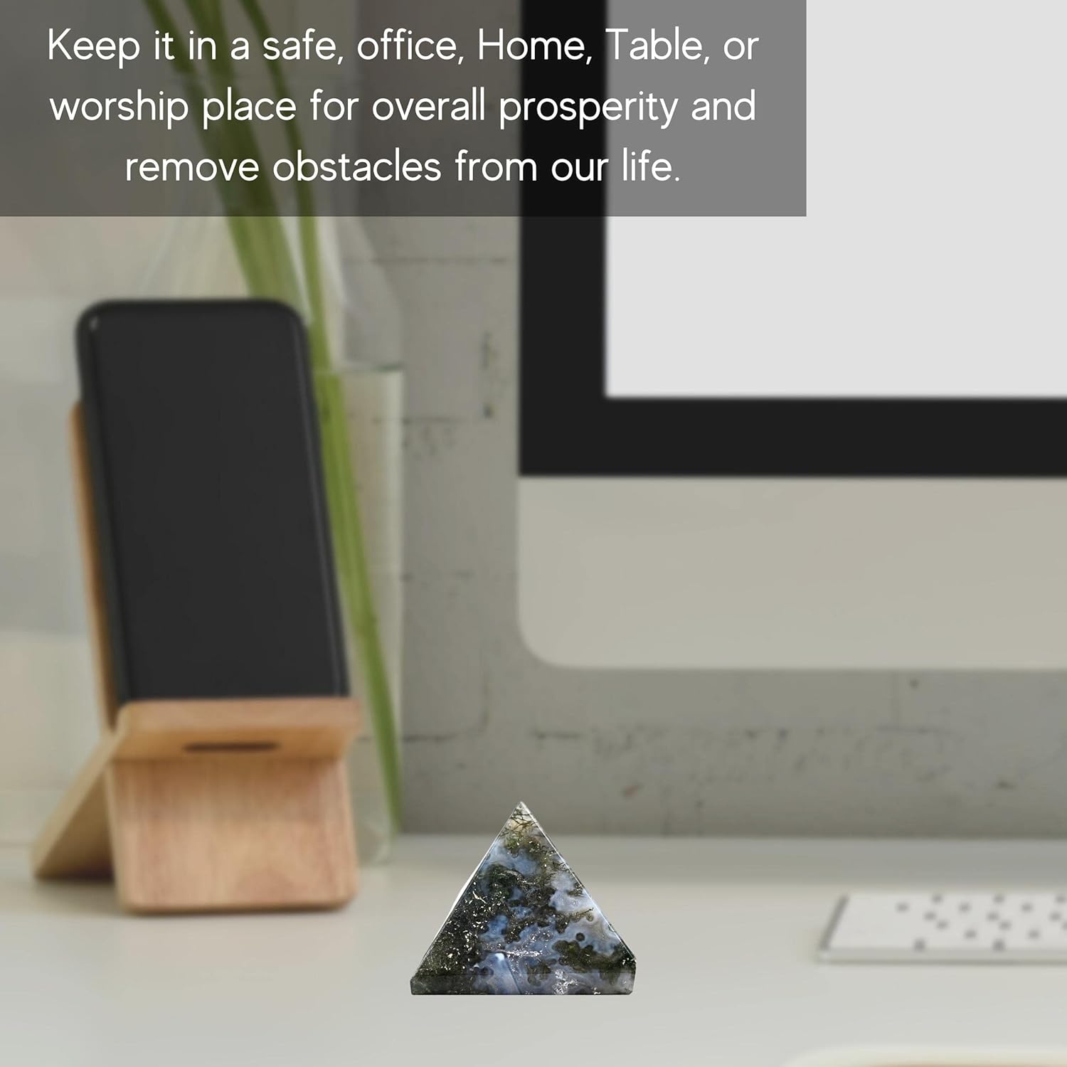 Amazing Gemstone Moss Agate Pyramid Crystal Healing Stones - 1" Great Pyramid Figurine of Natural Stone Pyramid for Meditation, Reiki, Chakra Balancing and Crystal Pyramids Grid - Image 6