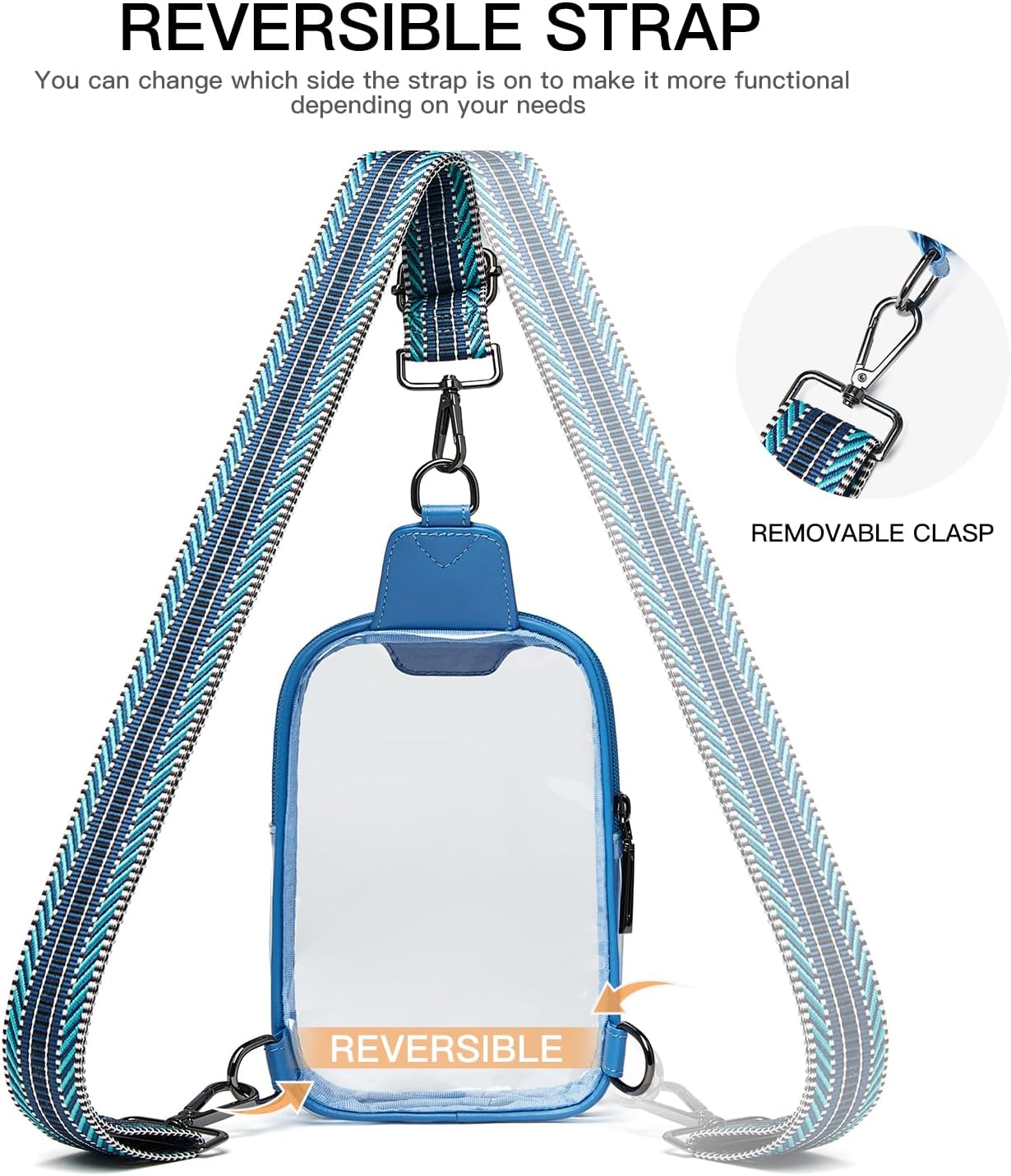 DOUBLE ZIP Clear bags Stadium Approved Crossbody Sling Bag Fanny Pack Purses for Women Men Belt bag for Stadium Events - Image 6