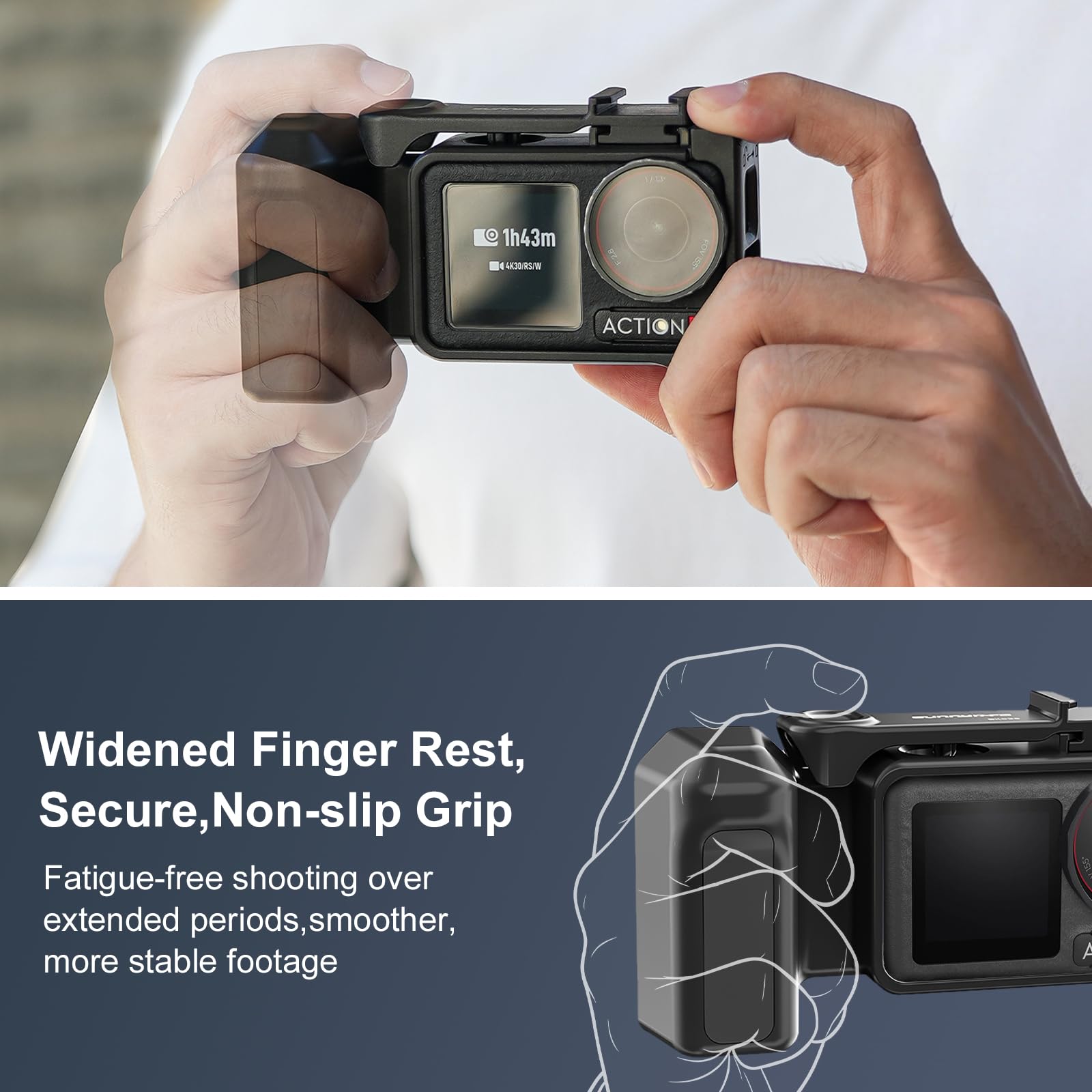 Gdraco Xplorer Grip Kit für DJI Osmo Action 5 Pro/4/3 Seitengriff Kamerakäfig kompatibel mit Action 5 Pro/4/3