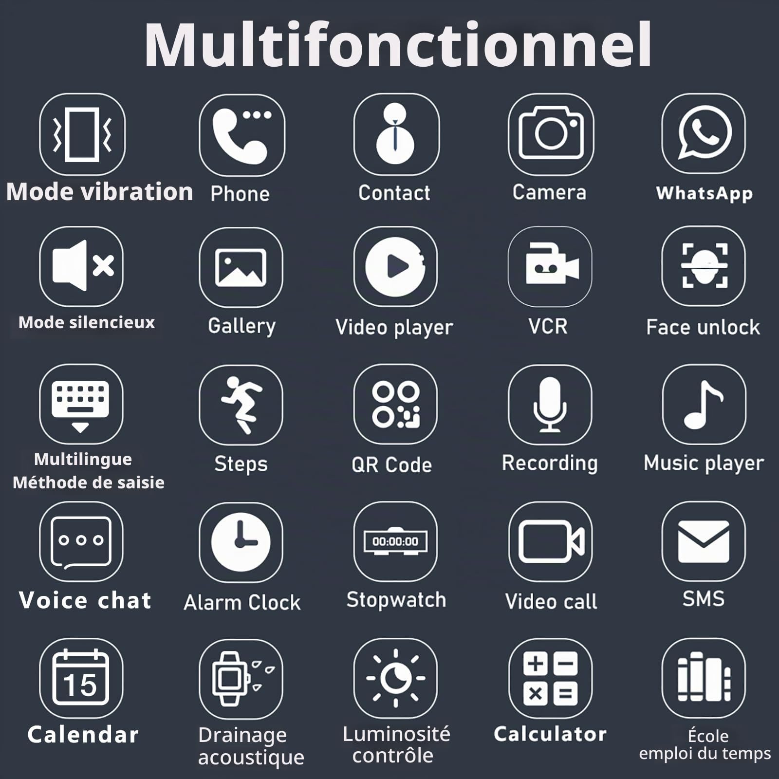 Montre Connectée Enfant 4G/GPS/WiFi/Appel Vidéo/SOS, Cadeaux Montre Connectée Garçons Filles avec Appareil Photo, Musique, Bluetooth, Mode Classe, Réveil, Pédomètre.