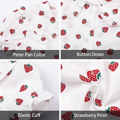 Miniatura 3 de LittleSpring Blusa Peter Pan de manga corta para niñas con puños elásticos