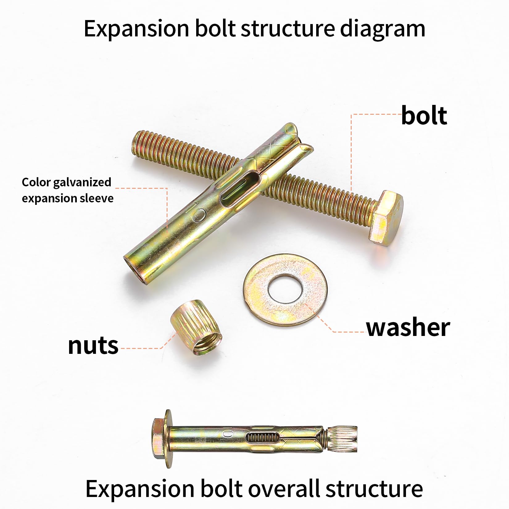Bulloni Di Espansione Esagonali, Viti Di Espansione In Acciaio Inossidabile Ancoraggi Per Calcestruzzo Per Impieghi Gravosi Ancoraggi Di Fissaggio Per La Costruzione Di Pareti 6 Pezzim8x70mm 88605838 - Foto 9