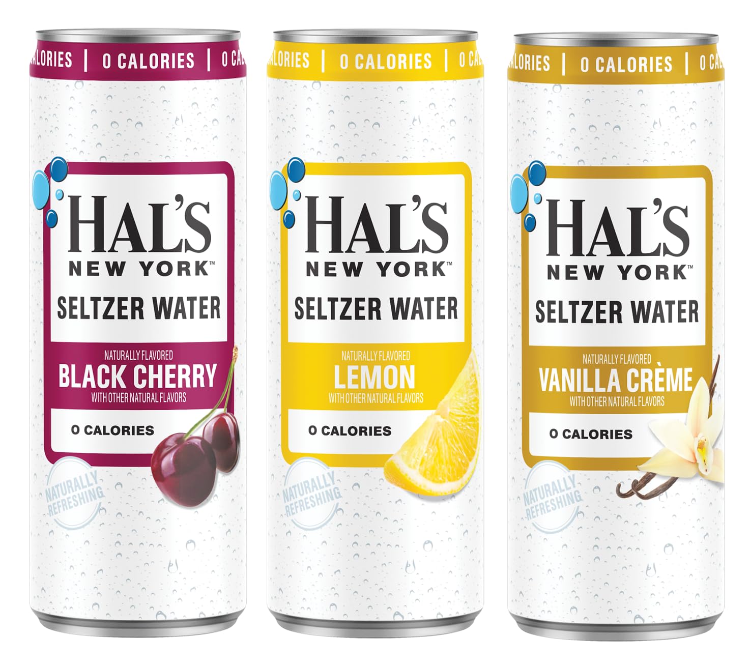 Hal’s New York Seltzer Water, Vanilla Creme Sparkling Water, 12 Fl Oz Slim Can (Pack of 24)