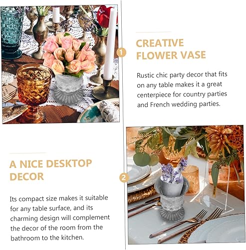 Miniatura 5 de Garneck Jarrón de hierro forjado, maceta griega con urna griega, jarrón decorativo para salas de casa, jarrón de cerámica blanca para decoración de