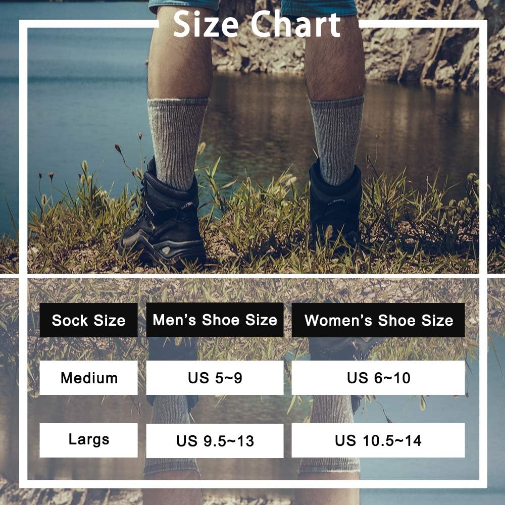 Time May Tell Mens Merino Wool Hiking Cushion Socks Pack (2/4 Pair,6-13 Size)