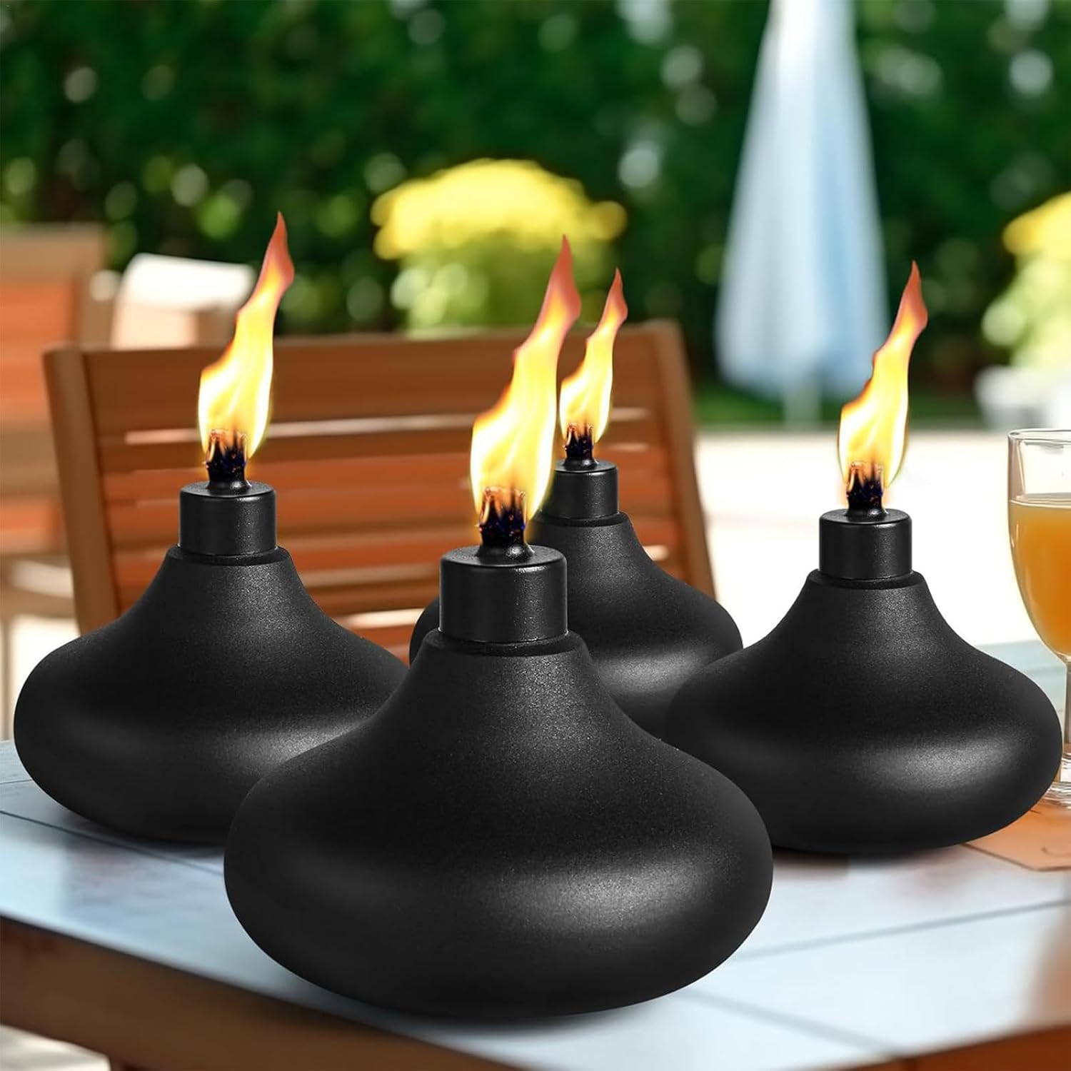 Torch Containers - Table Torch Container | Outdoor Citronella Torch | Rechargeable Flame Light Torch | Table Lantern | Boat Refill Citronel Torches