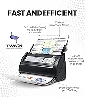 Vista 2 de Plustek PS188 High Speed Double-Sided Color Document Scanner, with Automatic Document Feeder (ADF), 30 Pages Per Minute, Support Windows 7/8/10/11