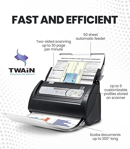 Miniatura 2 de Plustek PS188 High Speed Double-Sided Color Document Scanner, with Automatic Document Feeder (ADF), 30 Pages Per Minute, Support Windows 7/8/10/11