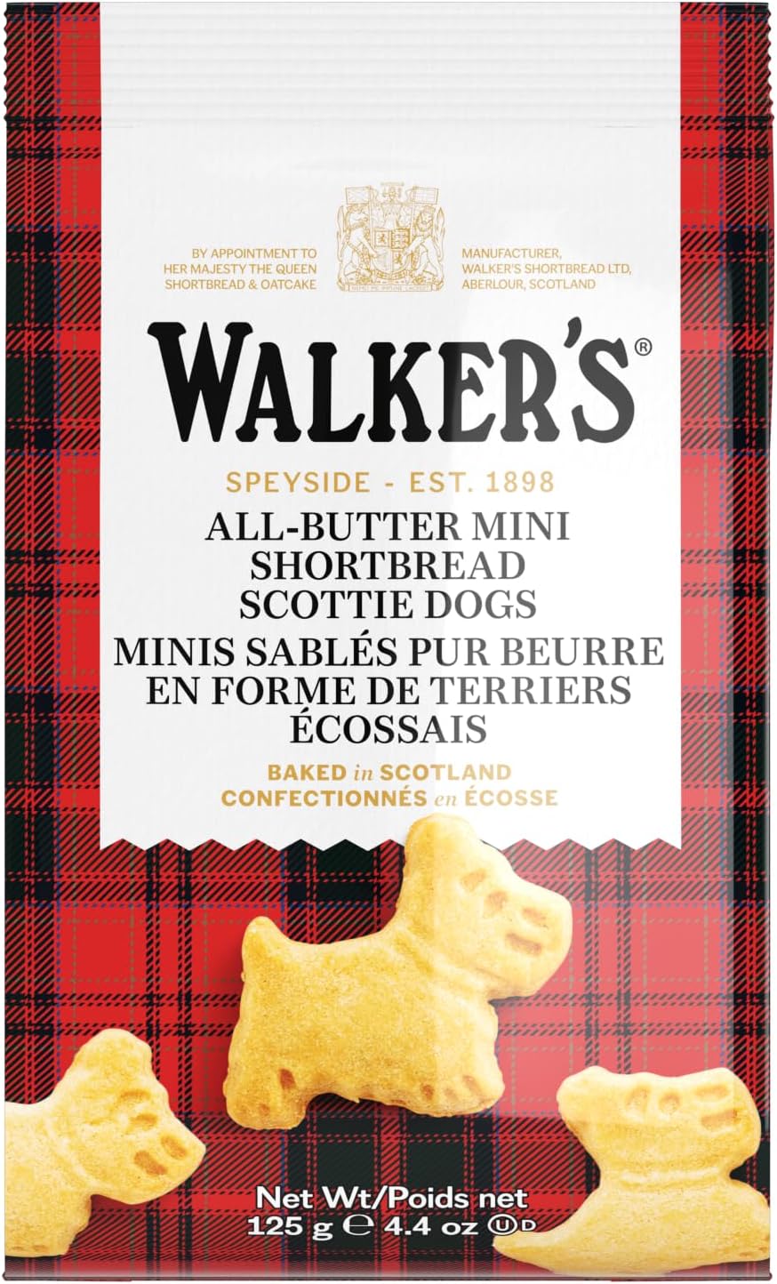 Walker's Shortbread Mini Scottie Dogs, All Butter Crunchy Mini Cookies - 125g Bag