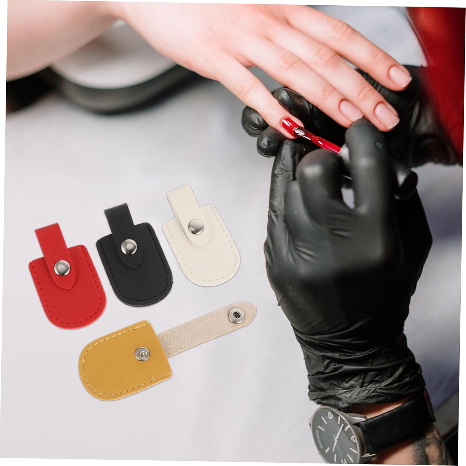 CALLARON 4pcs Cuticle Scissor Bag for Women Nail Clippers Protective Cover Pu Material Manicure Scissor Pouch Storage Holder