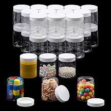 30 Packs 8 oz Clear Plastic Jars with White Lids, 8 oz Cosmetic Containers jars with Wide-Mouth for beads, rhinestones, sequins Cosmetics, Lotion, Cream, Ointments and More by KUKLIPJIM. Clear