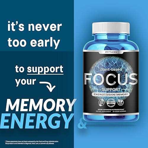 Miniatura 7 de Python Focus - Suplemento para la salud cerebral  Nootrópico para la memoria y la concentración  AREDS 2 Eye + Brain Vitaminas y Minerales Gomitas