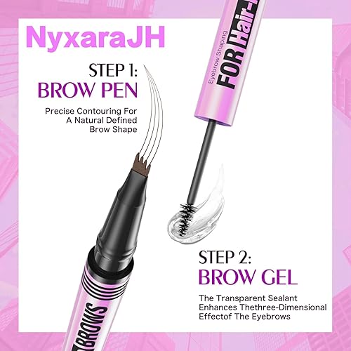 Miniatura 2 de Juego de bolígrafo y gel 2 en 1, 4 puntas, moldeador de cejas ultra preciso, 5 tonos a juego de color de cabello, gel de sellado transparente,