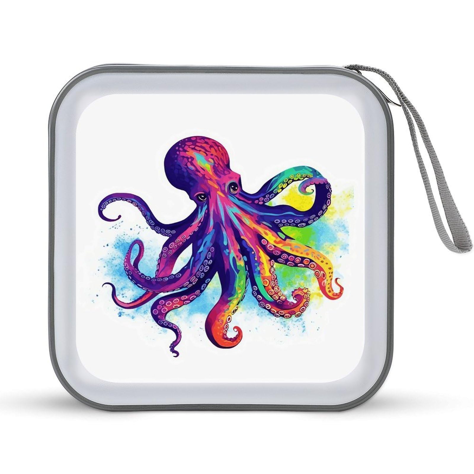 VstaDank Colorful Octopus CD Case DVD Holder Storage Portable Carry Binder Holder Wallet Large Storage Disc Wallet Bag Hard Plastic DVD Disc Case Large Media Binder Capacity 40pcs
