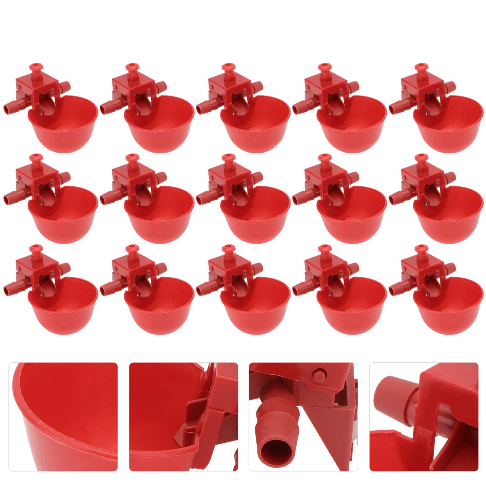 DOITOOL Abbeveratoio per Galline Automatico, 15 Pezzi Kit Abbeveratoio Galline in Plastica per Polli, Piccioni, Quaglie e Anatra, Tazze Automatico per Pollame e Avicoli