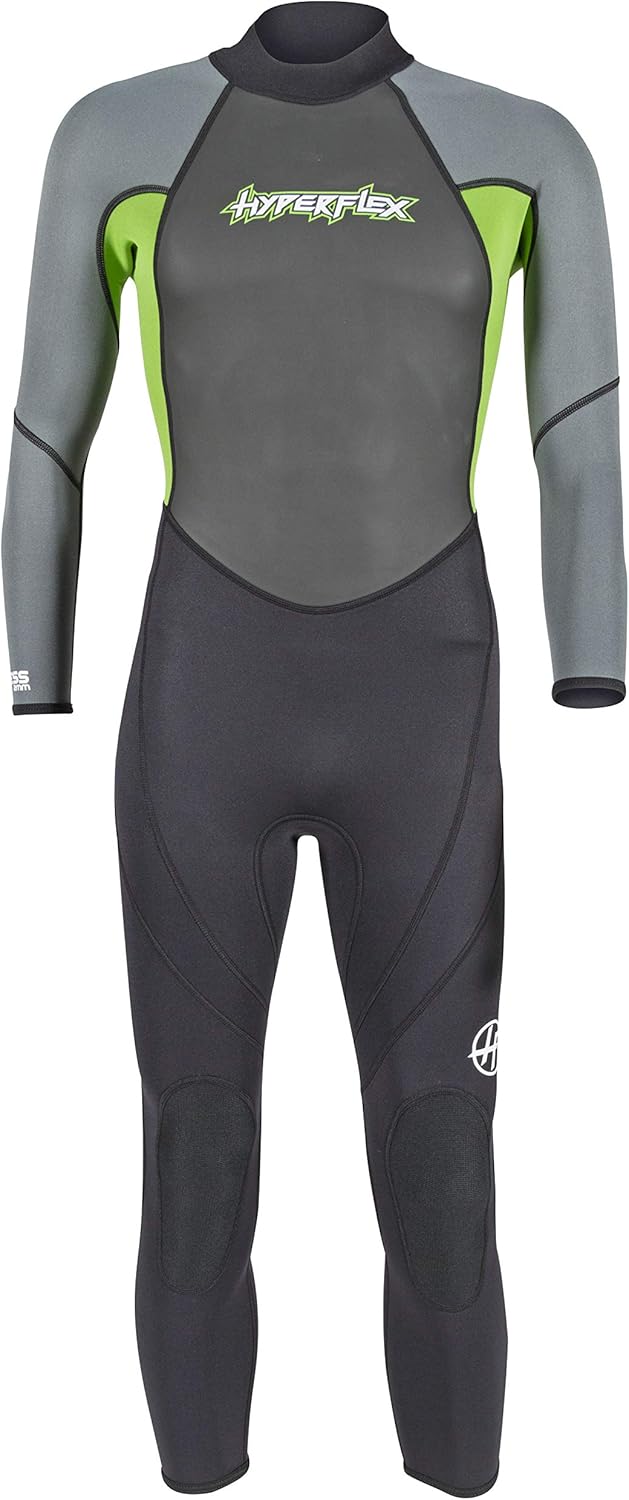 Hyperflex Junior Size Access Full Body 3mm Backzip Wetsuit Watersports - Warm 4-Way Stretch Neoprene - Adjustable Collar and Flat Lock Construction - High Performance 50+ UV SHIELD