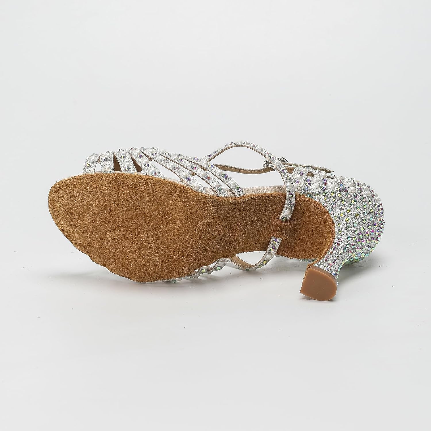 Women Ballroom Dance Shoes Diamond-Studded Fashion High Heel Sandals Latin Salsa Practice Performance Shoes