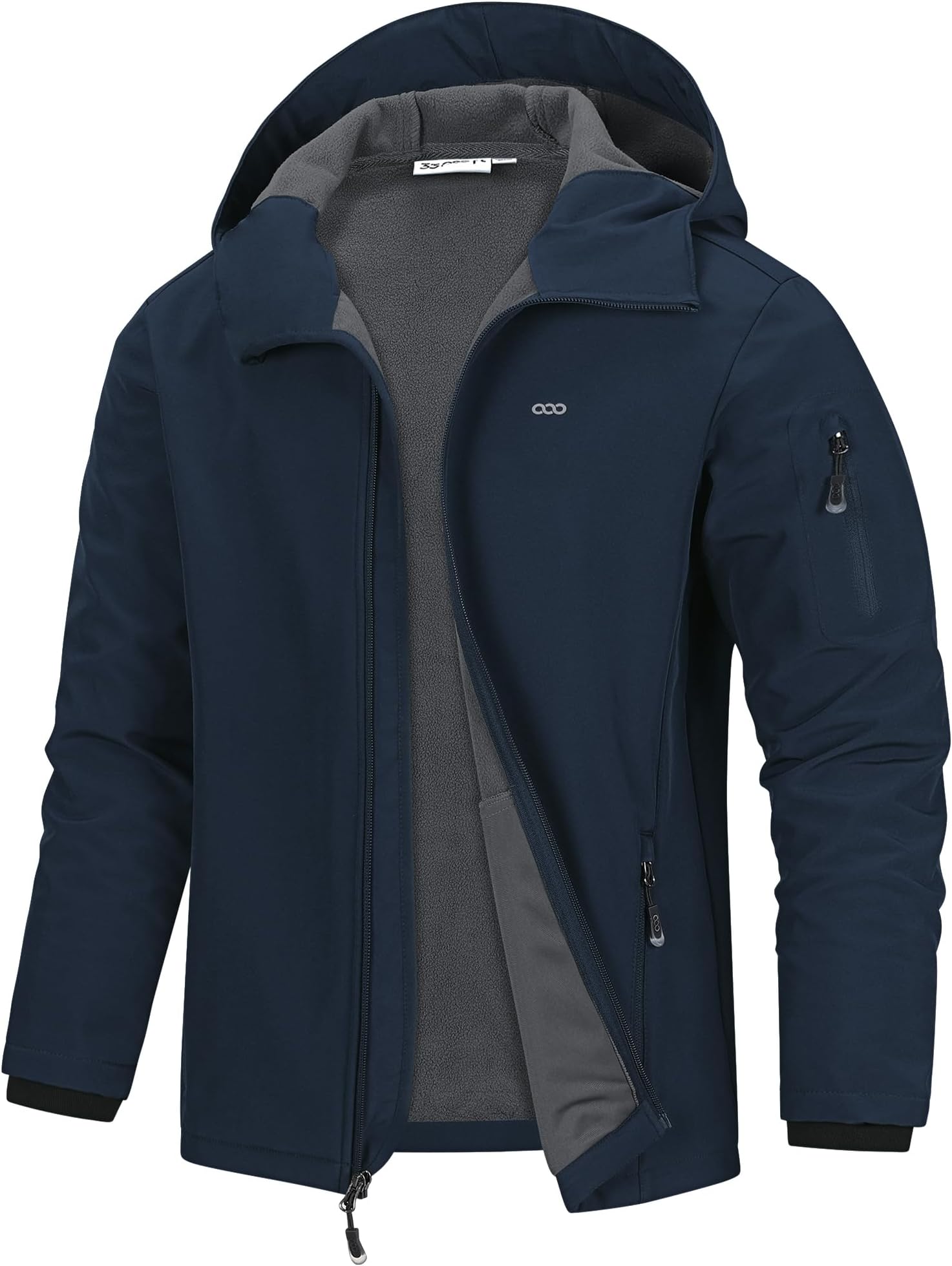 33,000ft Men's Hooded Softshell Jacket Waterproof Lightweight Insulated Windbreaker Fleece Lined Rain Shell Jacket