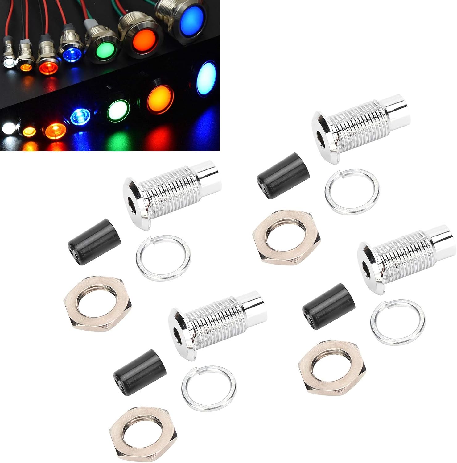 20Pcs Panel Mount LED Holder,5mm Led Diodes,Led Holder 5mm LED Holder Bezel Mount Light‑Emitting Diode Flat Metal Brass Base Industrial Control Display Socket Base