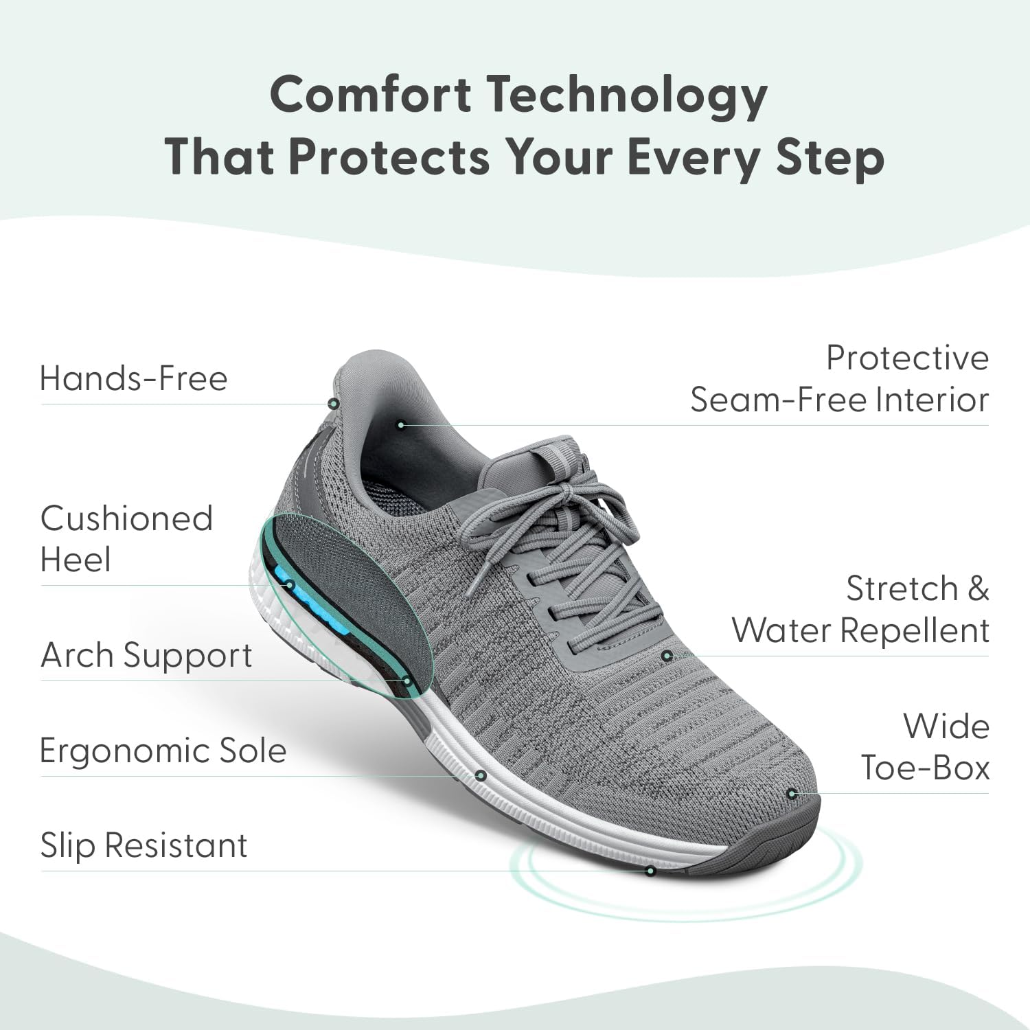 Orthofeet Men's Orthopedic Knit Yari Hands-Free Sneakers - Image 3