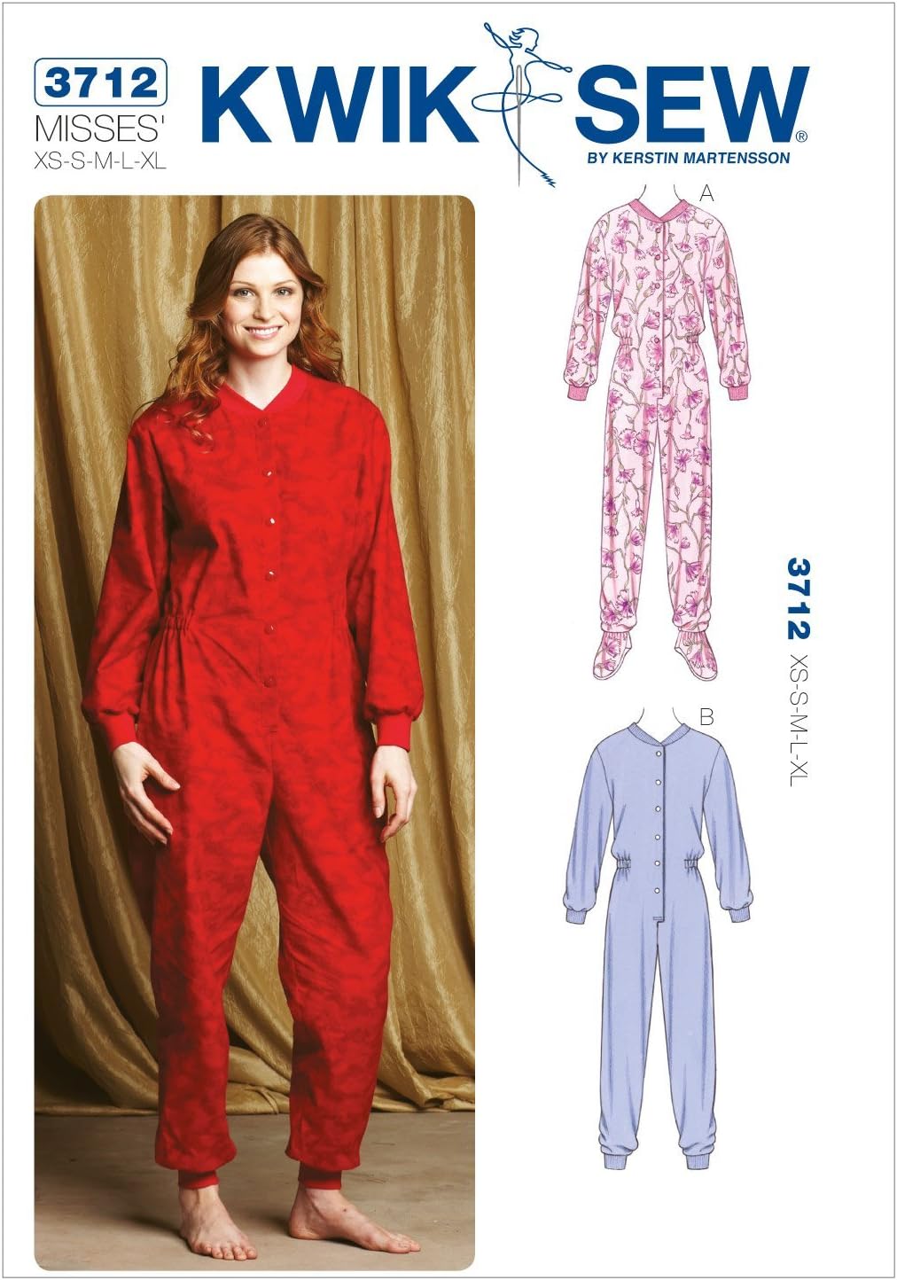 Kwik Sew K3712 Pajamas Sewing Pattern, Size XS-S-M-L-XL